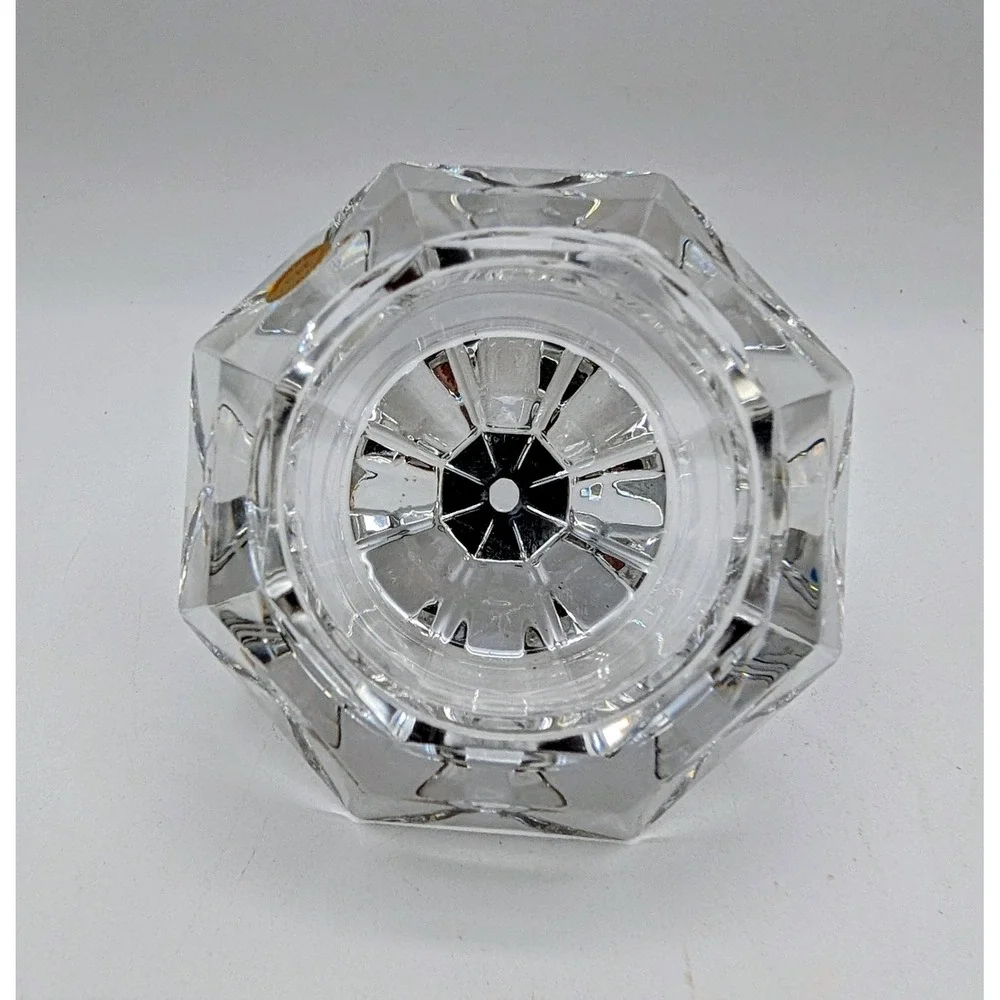 Bleikristall 24% Lead Crystal Diamond Candle Holder Germany Gold Tone Stand
